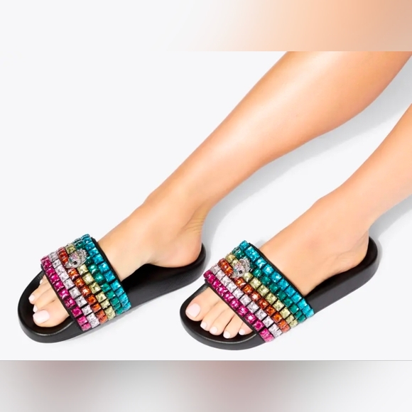 Like New Kurt Geiger Meena Eagle Jewel Slides - Picture 3 of 14